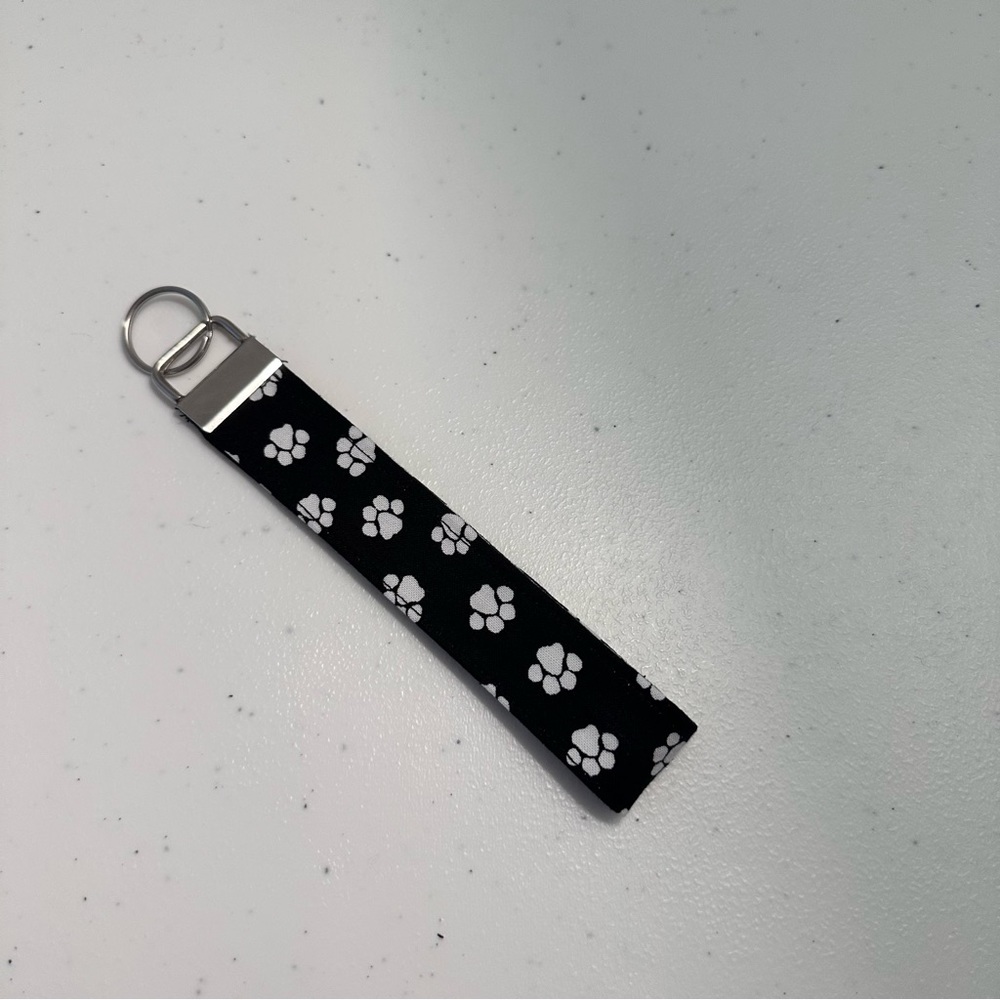 Fabric Wristlet Key Fob Paw Print Fabric